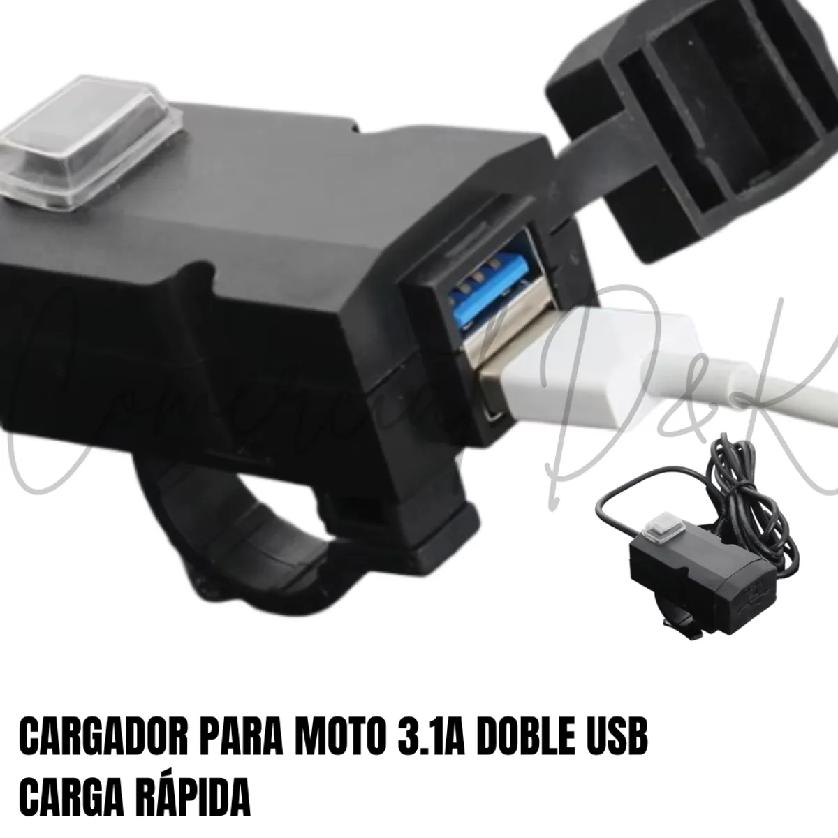 GENERICO - CARGADOR PARA MOTO DOBLE USB CARGA RAPIDA