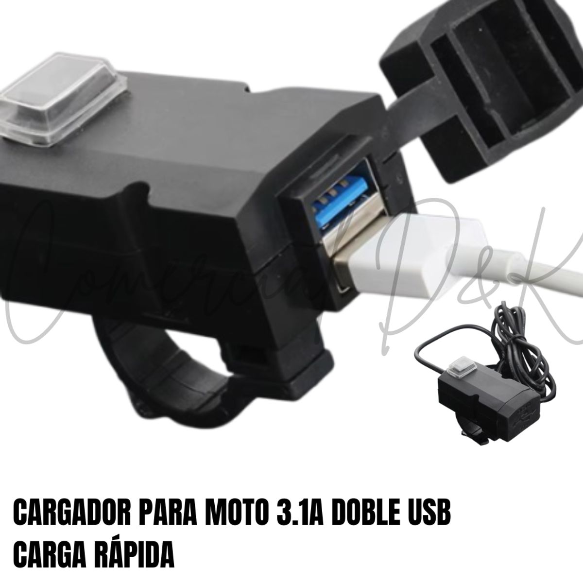 GENERICO - CARGADOR PARA MOTO DOBLE USB CARGA RAPIDA