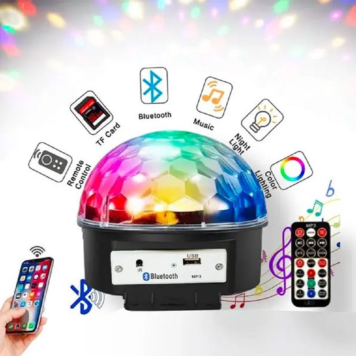 SEISA - Luces parlante bluetooth psicodélicas led audiorítmica