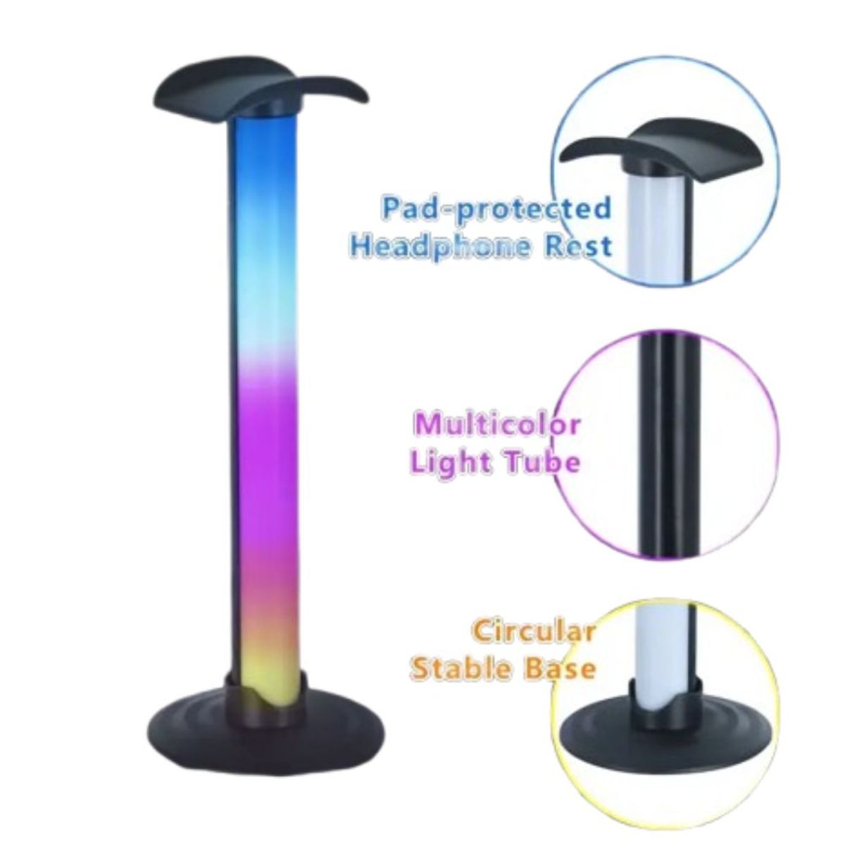 GENERICO - SOPORTE PARA AUDIFONOS GAMER DE PC CON LUCES RGB