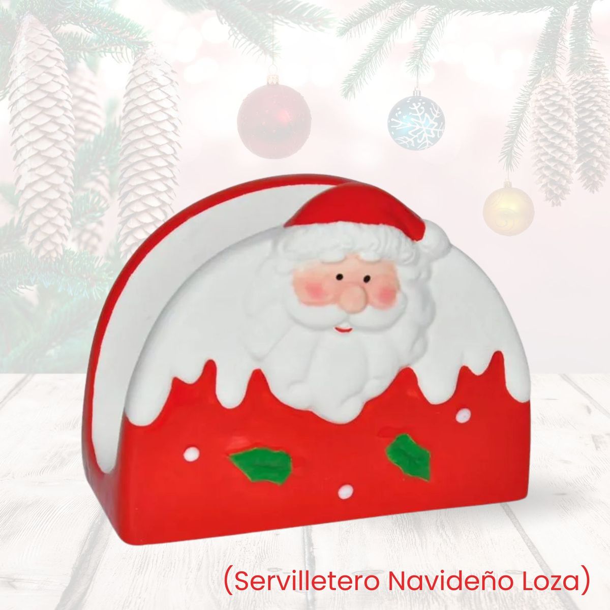 ICHIMATSU - Servilletero Navideño de Loza diseño Santa