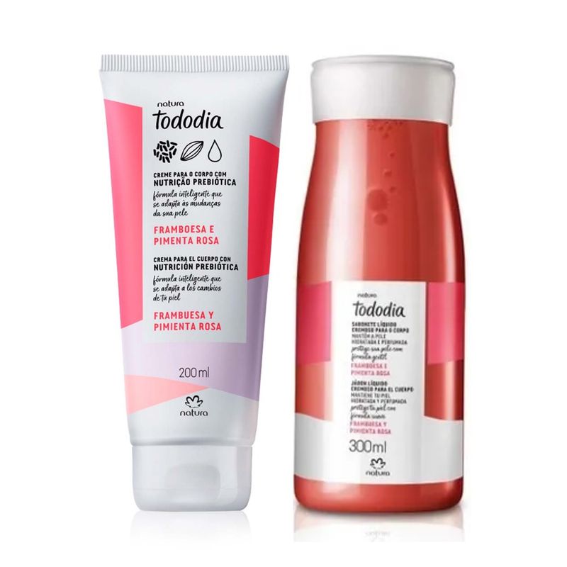 NATURA - Jabon Frambuesa y pimietna rosa  + hidratante frut rojo tododia NATURA