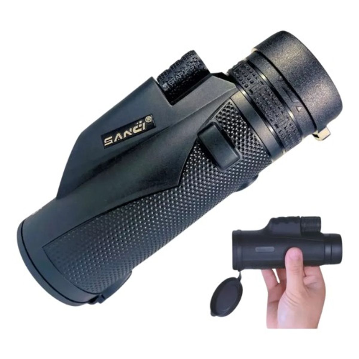 SANC - Monocular Telescopio 10x42 Sanci Alcanza 1000m Compacto Negro