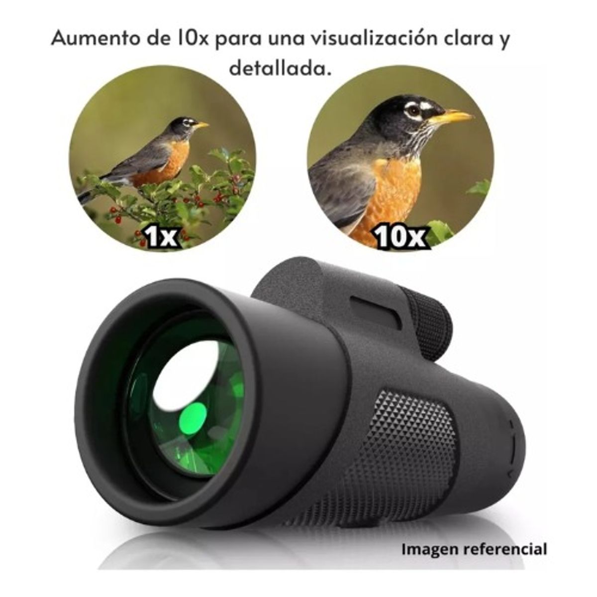 SANC - Monocular Telescopio 10x42 Sanci Alcanza 1000m Compacto Negro