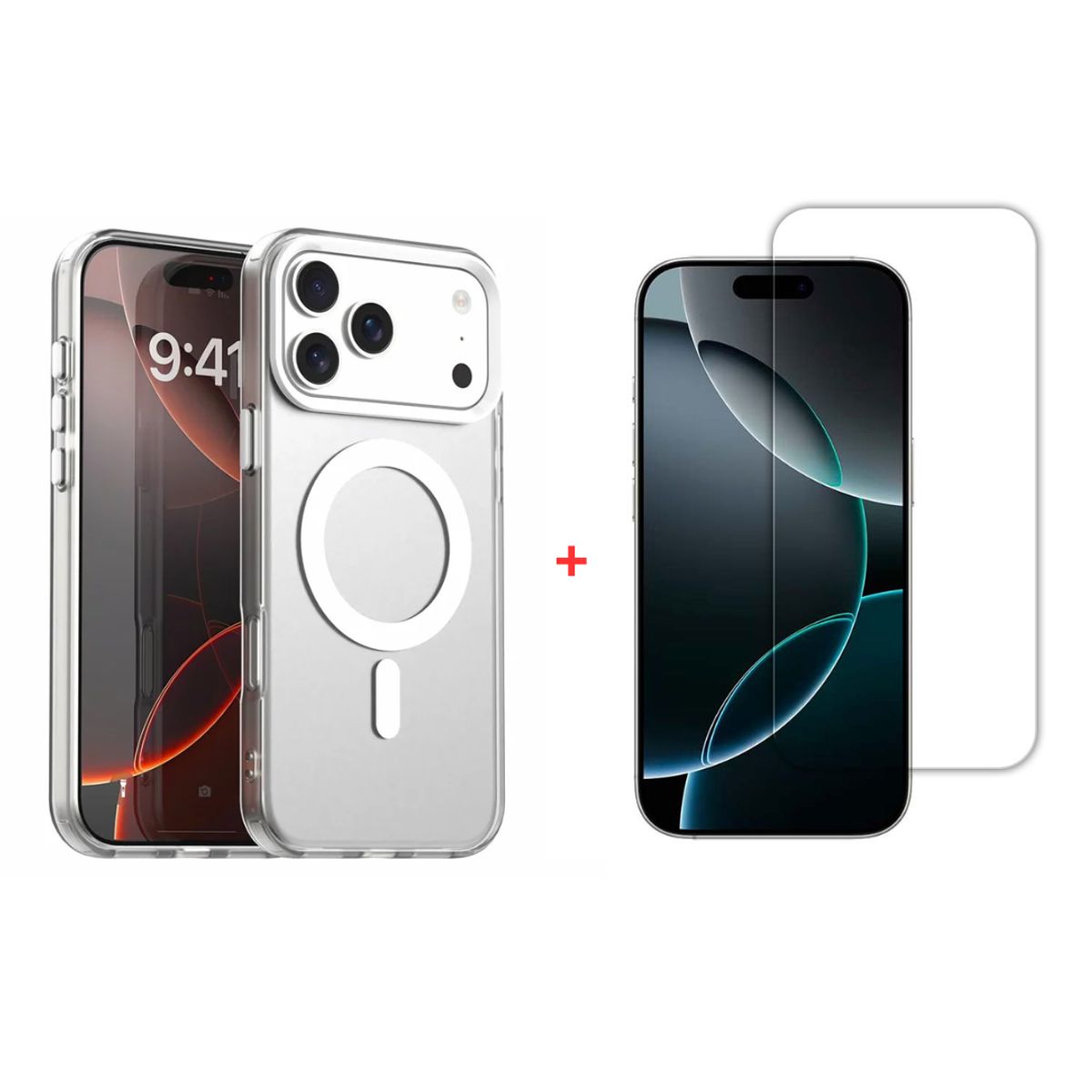 CASE - CASE MAGSAFE TRANSPARENTE + MICA DE PANTALLA PARA IPHONE 17 PRO MAX