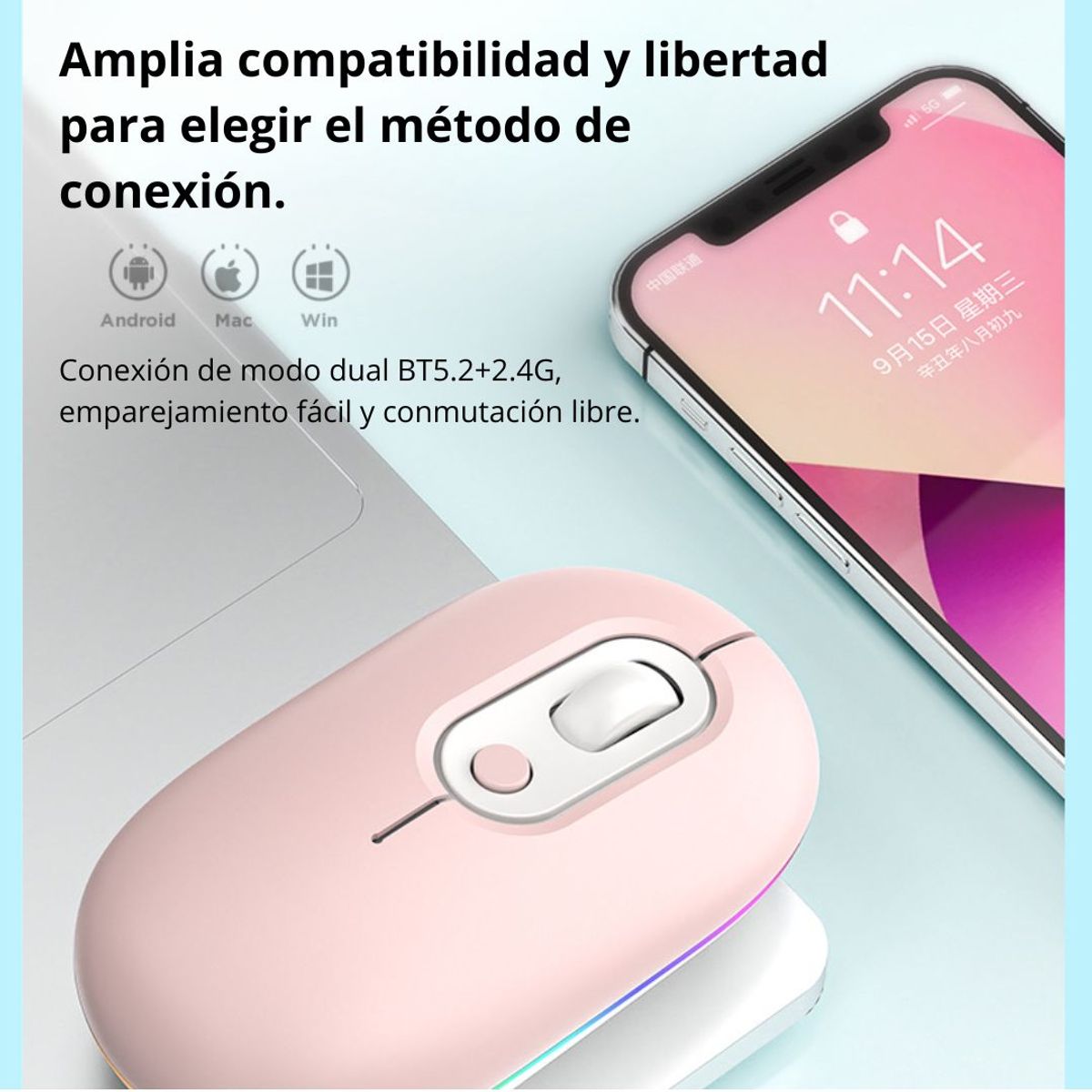 SEISA - Mouse Inalámbrico SEISA DN-N615 – 2.4 G + Bluetooth, Recargable