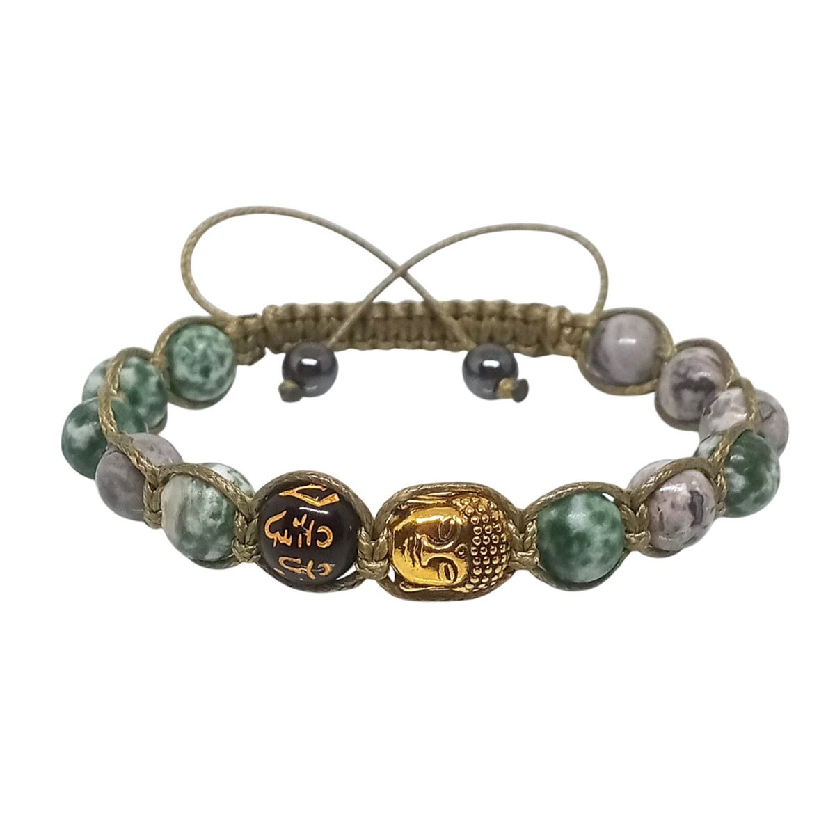 LUCYANA JOYAS Y ACCESORIOS - Pulsera Hombre Buda Mantra Om Mani Padme Hum y Piedras Naturales