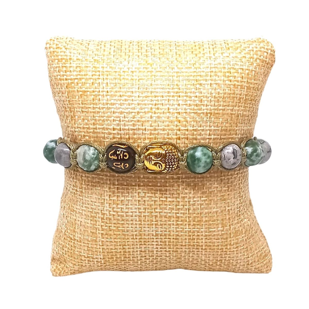 LUCYANA JOYAS Y ACCESORIOS - Pulsera Hombre Buda Mantra Om Mani Padme Hum y Piedras Naturales