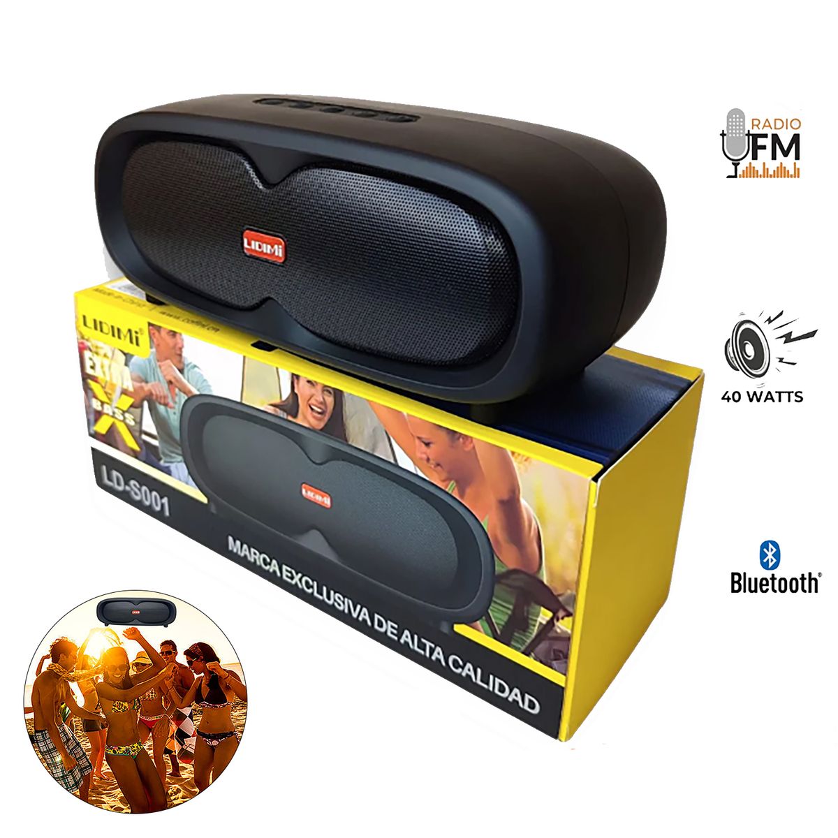 GENERICO - Lleva la Fiesta Contigo Parlante Bluetooth Lidimi LD-S001 40W - Negro