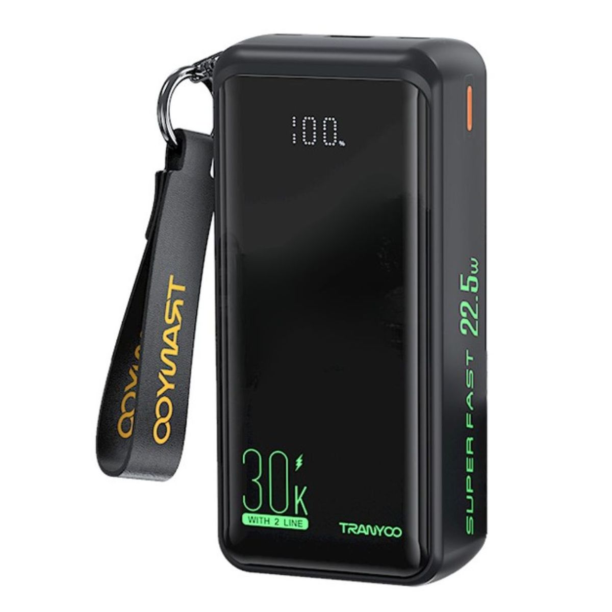TRANYOO - Power Bank Tranyoo T-K18 30000mAh con Carga Rápida y Cables Integrados