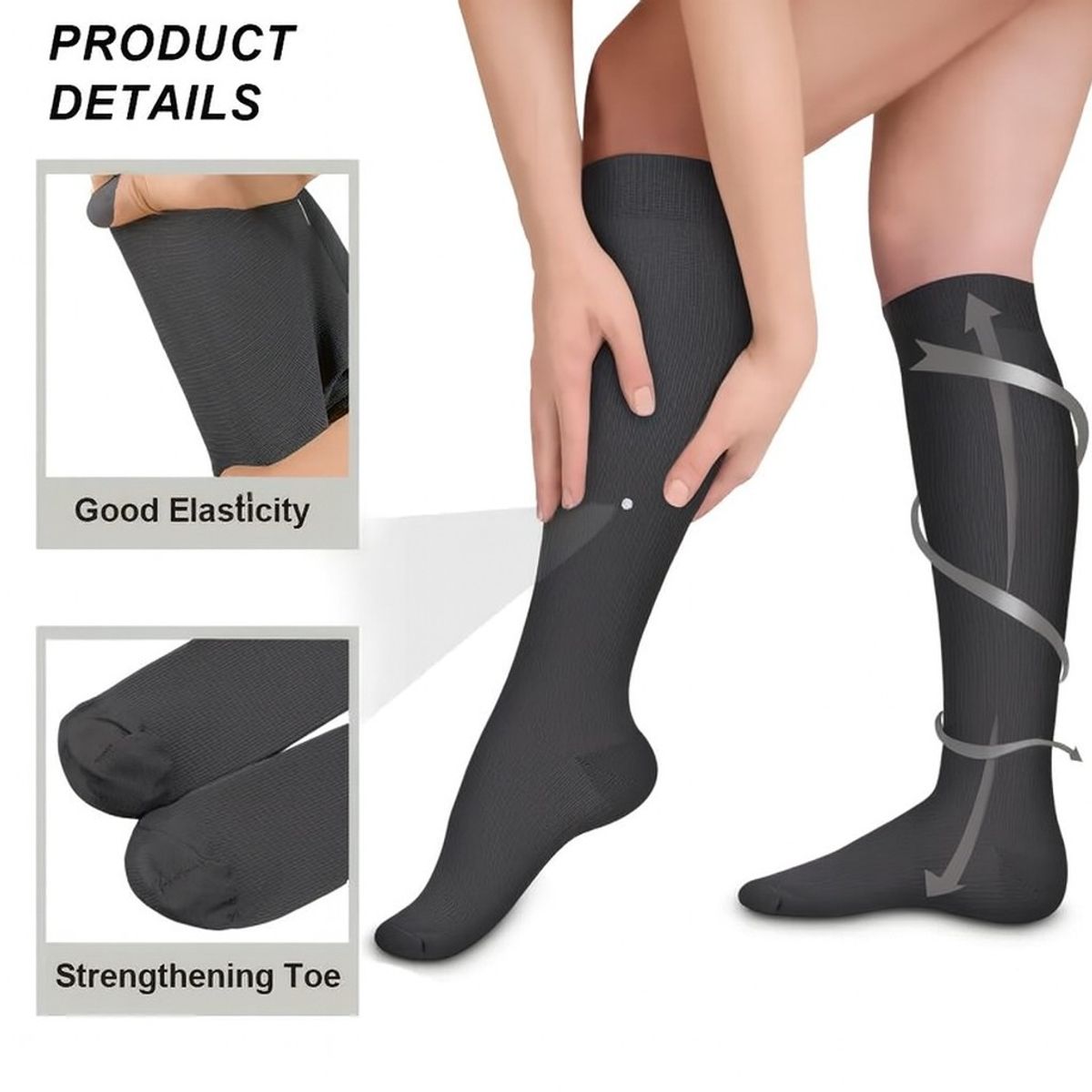 GENERICO - Medias Compresión Antivarices 15 - 20 Hasta La Rodilla Unisex