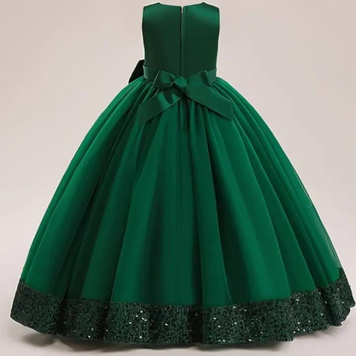 GENERICO - Vestido Niña Princesa Brillantes Verde Botella Talla 8