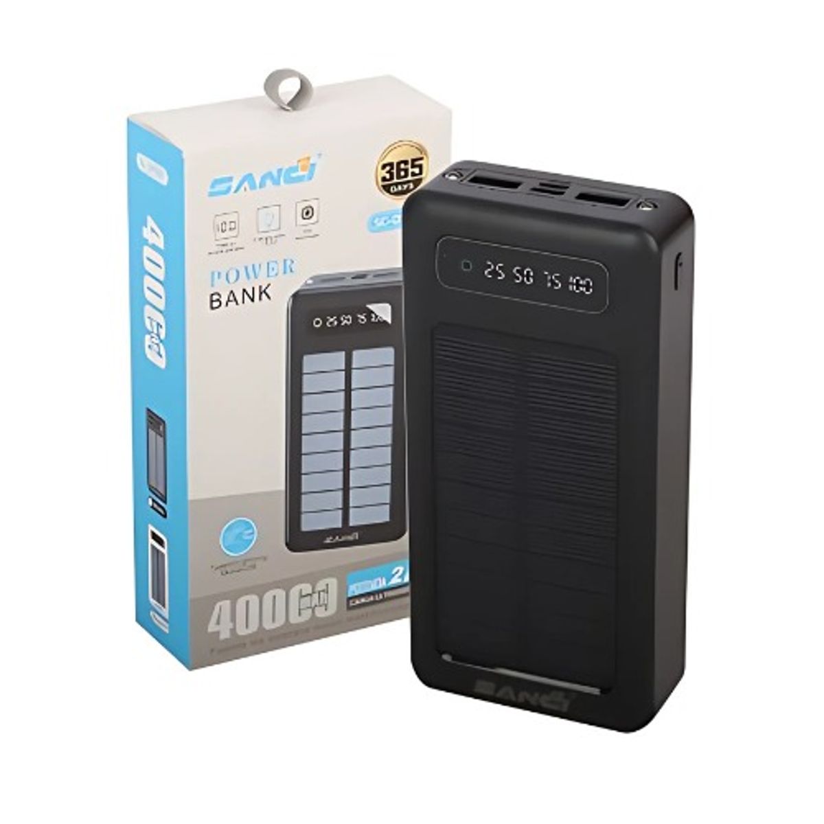 SANC - Batería Portátil 40000mah Con Carga Solar Múltiples Salidas