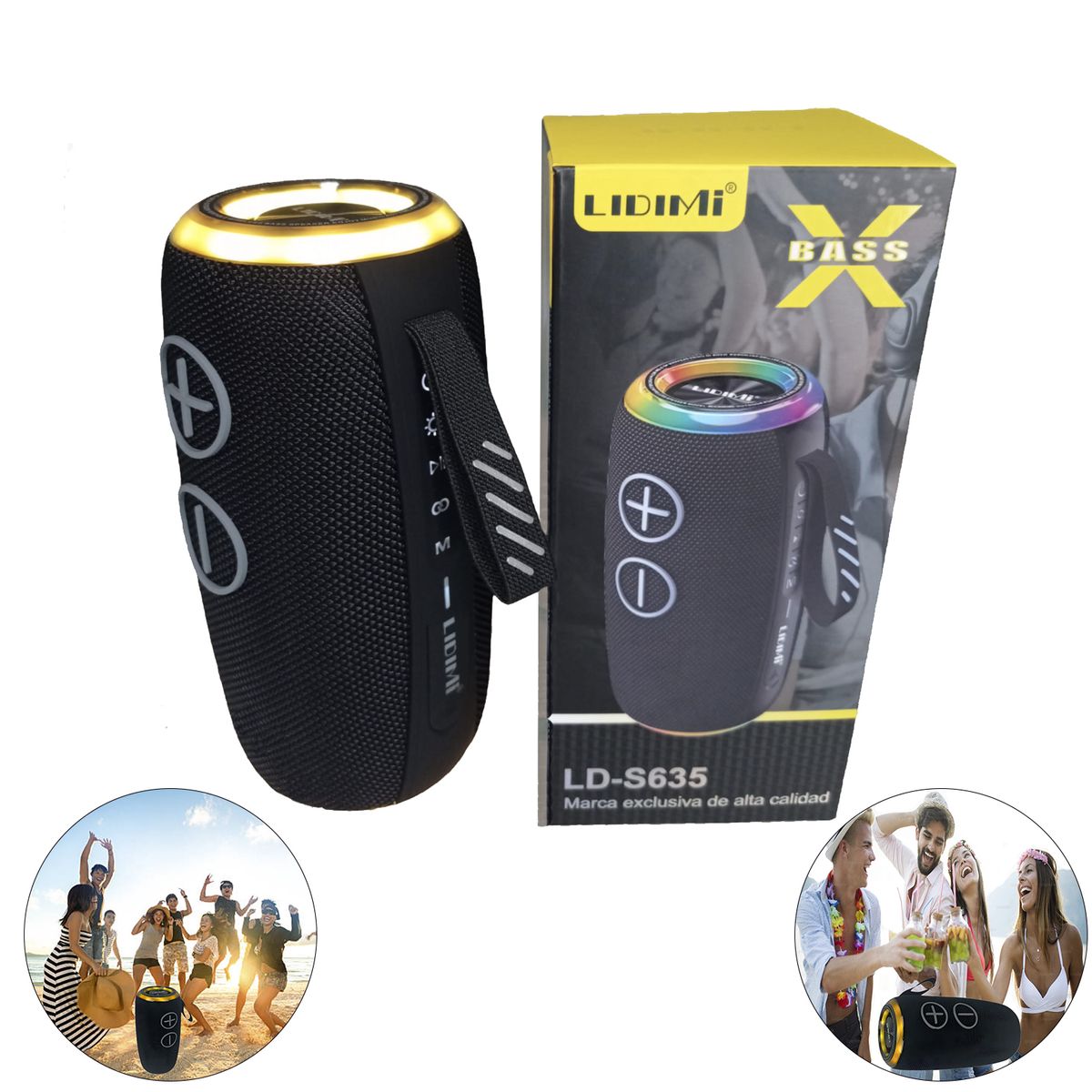 GENERICO - Mini Parlante Portátil Lidimi LD-S635 20W Luces RGB y Bluetooth -Negro