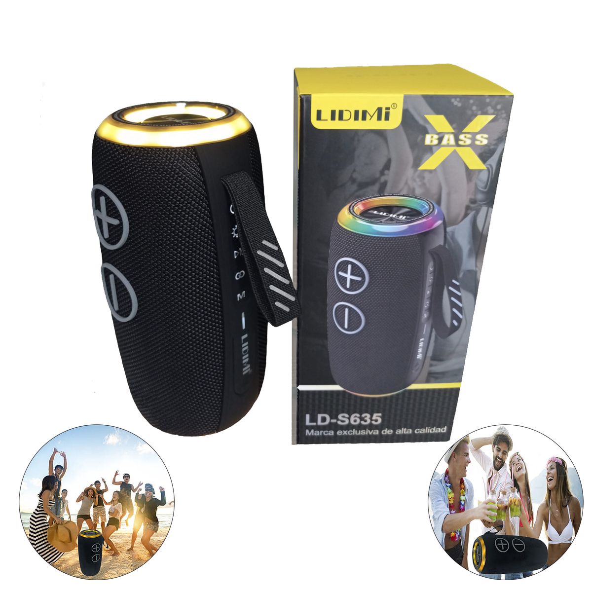 GENERICO - Mini Parlante Portátil Lidimi LD-S635 20W Luces RGB y Bluetooth -Negro