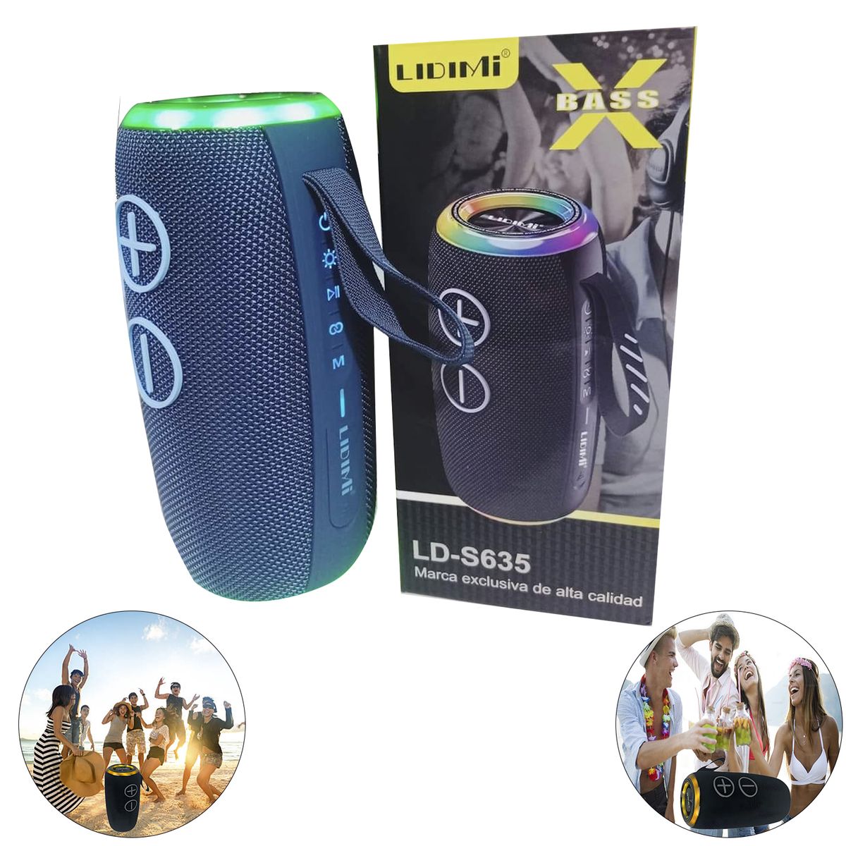 GENERICO - Mini Parlante Portátil Lidimi LD-S635 20W Luces RGB y Bluetooth -Azul