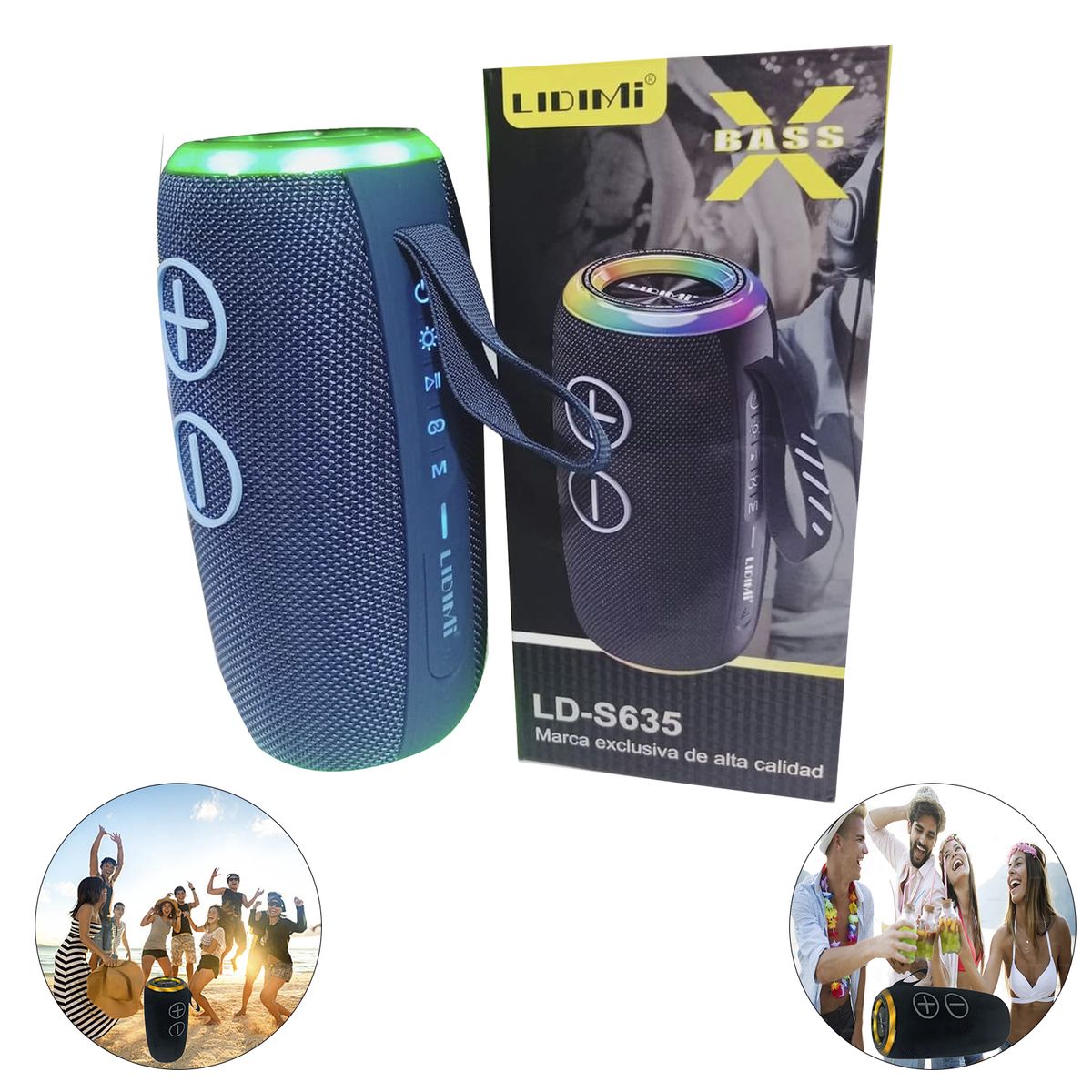 GENERICO - Mini Parlante Portátil Lidimi LD-S635 20W Luces RGB y Bluetooth -Azul