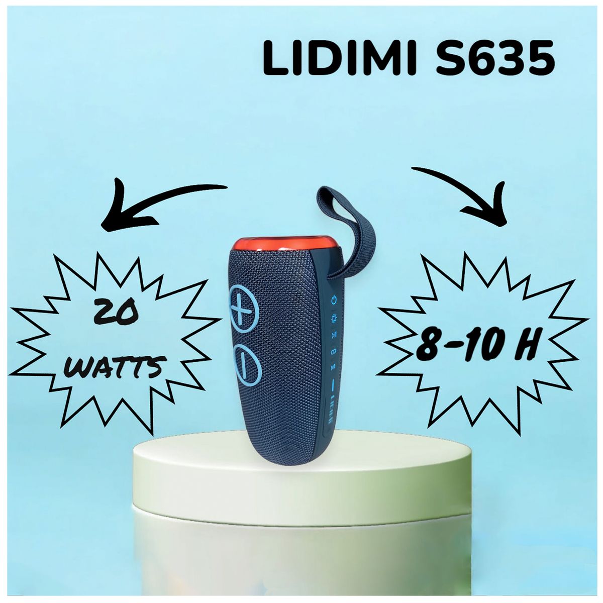 GENERICO - Mini Parlante Portátil Lidimi LD-S635 20W Luces RGB y Bluetooth -Azul