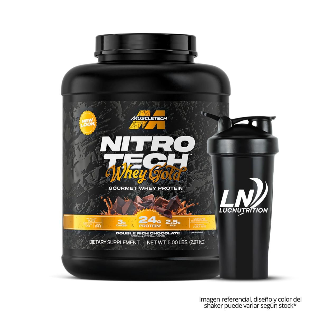 MUSCLETECH - NitroTech Whey Gold 5 LB Proteina Muscletech - Double Rich Chocolate + Shaker