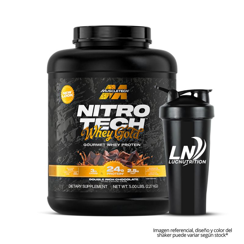 MUSCLETECH - NitroTech Whey Gold 5 LB Proteina Muscletech - Double Rich Chocolate + Shaker