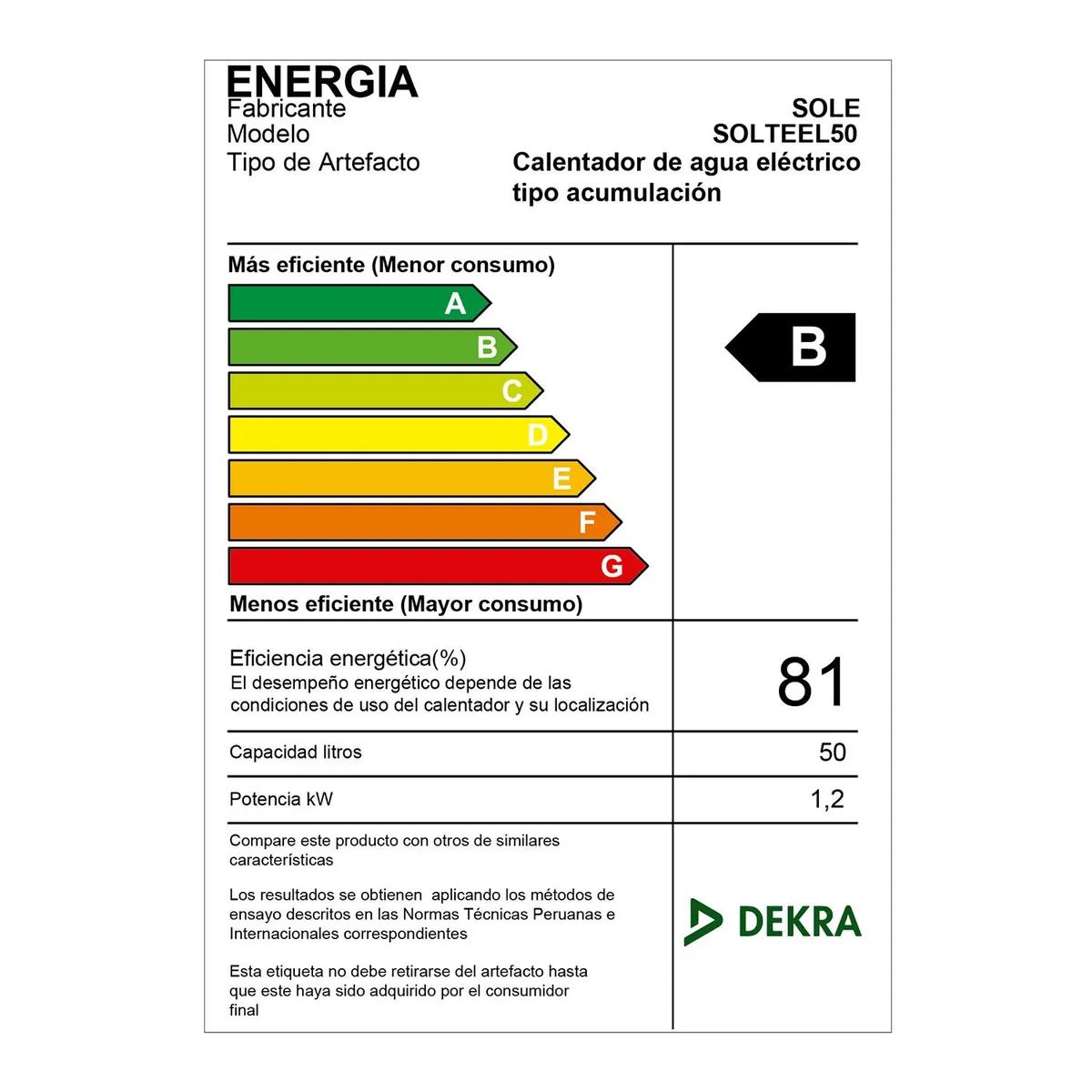 SOLE - Terma Eléctrica 50 lt SOLTEEL50