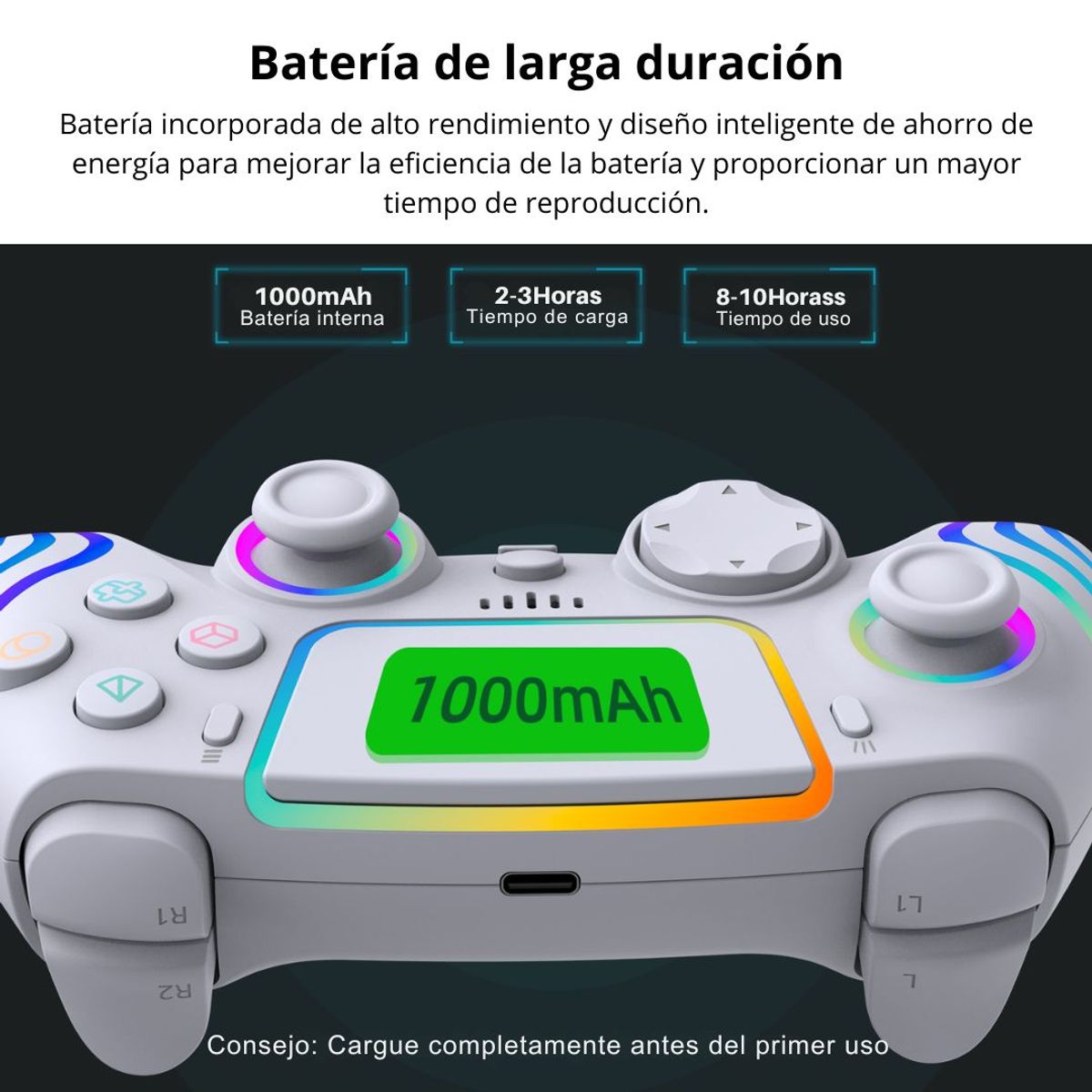 GENERICO - Mando Inalámbrico PS5 PS4 PC Switch RGB Bluetooth Vibración y Sensor