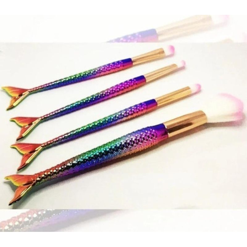 GENERICO - JUEGO DE 4 BROCHAS DE MAQUILLAJE SIRENA