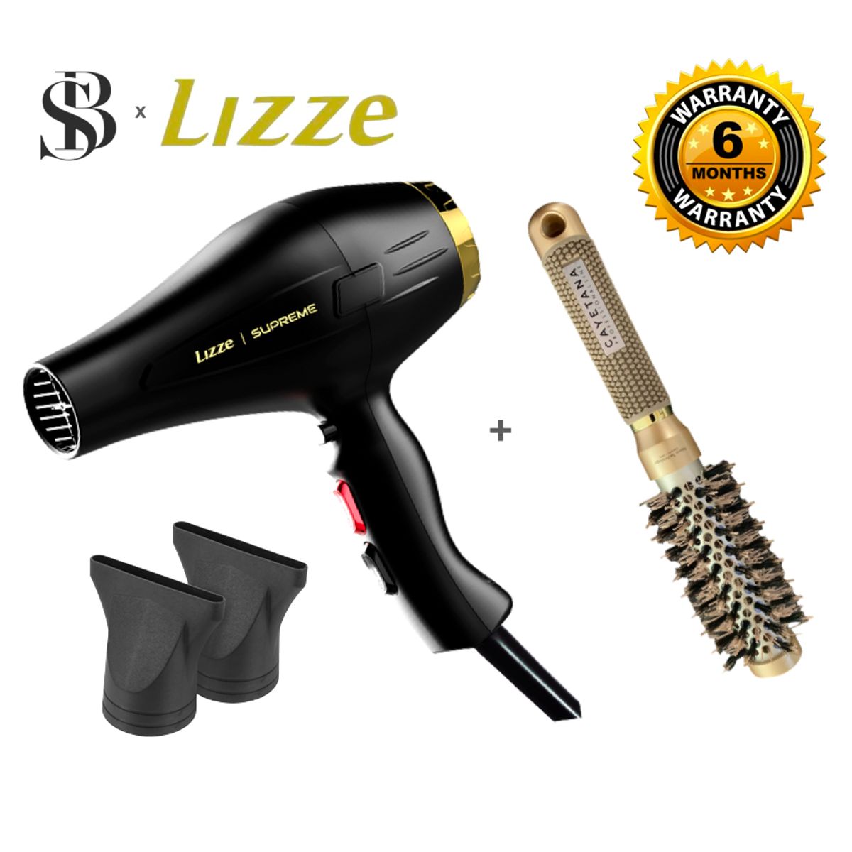 LIZZE - SECADORA DE CABELLO LIZZE SUPREME 2600W + CEPILLO TERMICO MIXTO