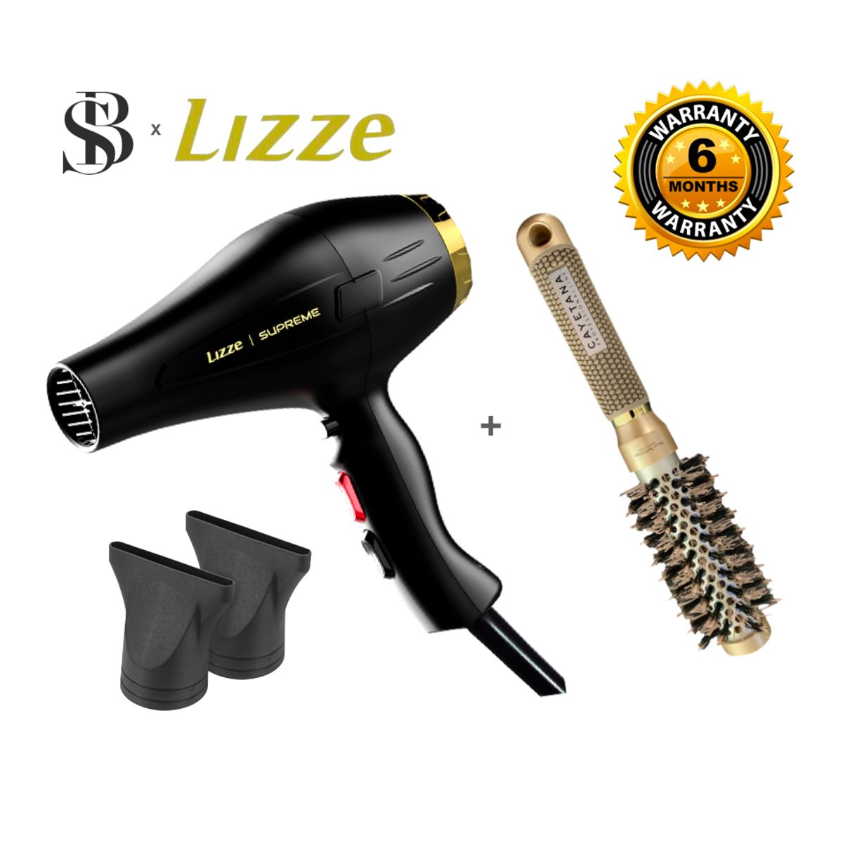 LIZZE - SECADORA DE CABELLO LIZZE SUPREME 2600W + CEPILLO TERMICO MIXTO