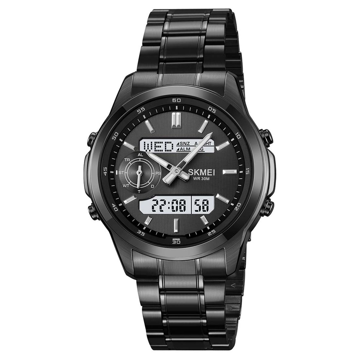 SKMEI - Reloj Hombre Skmei 2284 Dual Elegante Tiempo Mundial LED - Negro