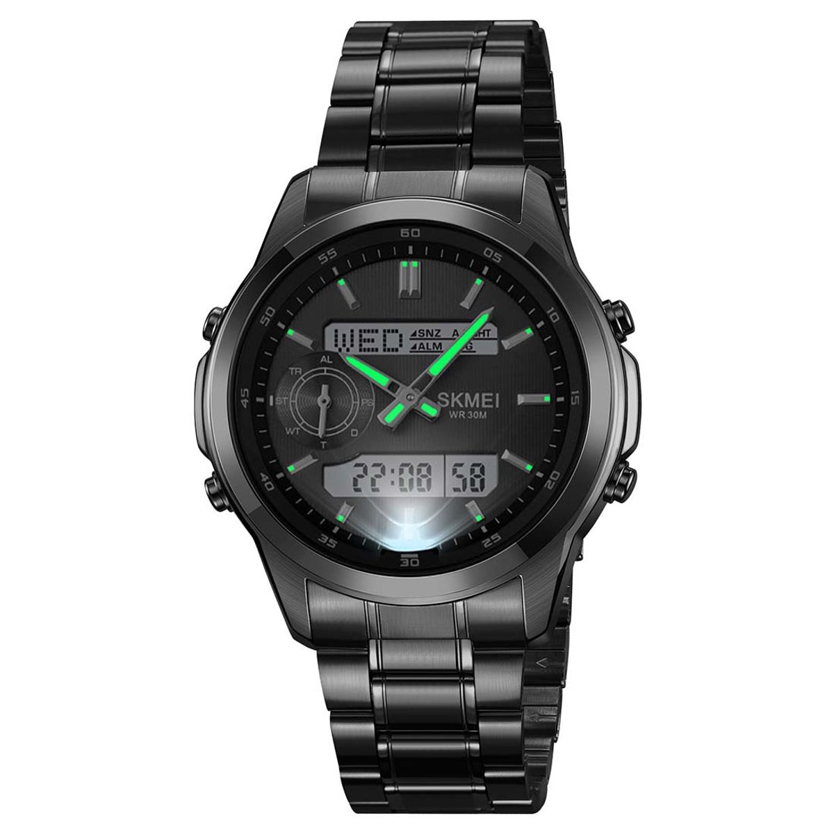 SKMEI - Reloj Hombre Skmei 2284 Dual Elegante Tiempo Mundial LED - Negro