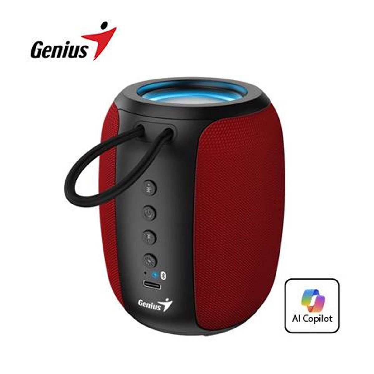 GENIUS - PARLANTE GENIUS SP-915BT BLUETOOTH 5W 6H NEGRO  ROJO
