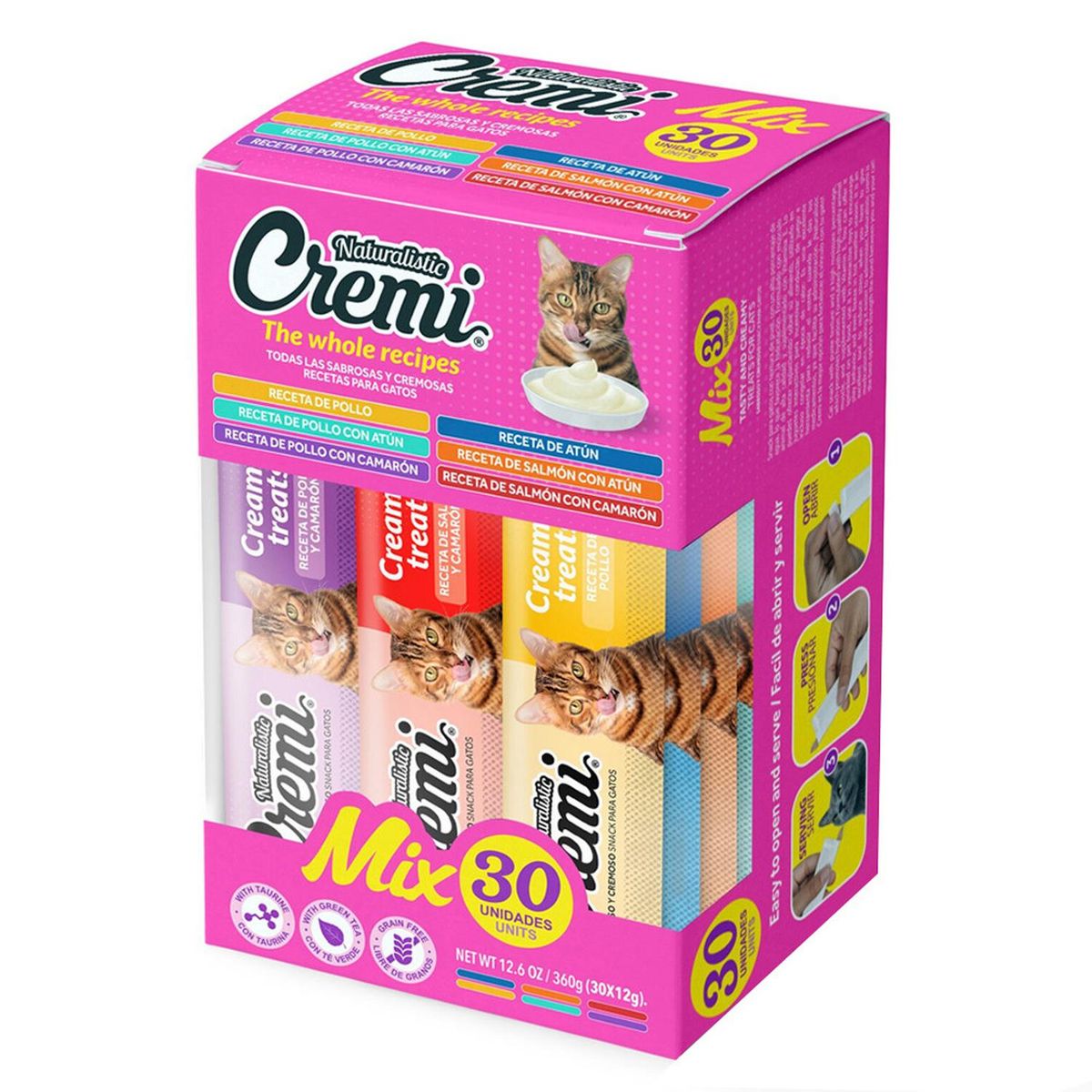 GENERICO - Snack para Gato Cremi Box Mix Surtido Pack 30 Tubos