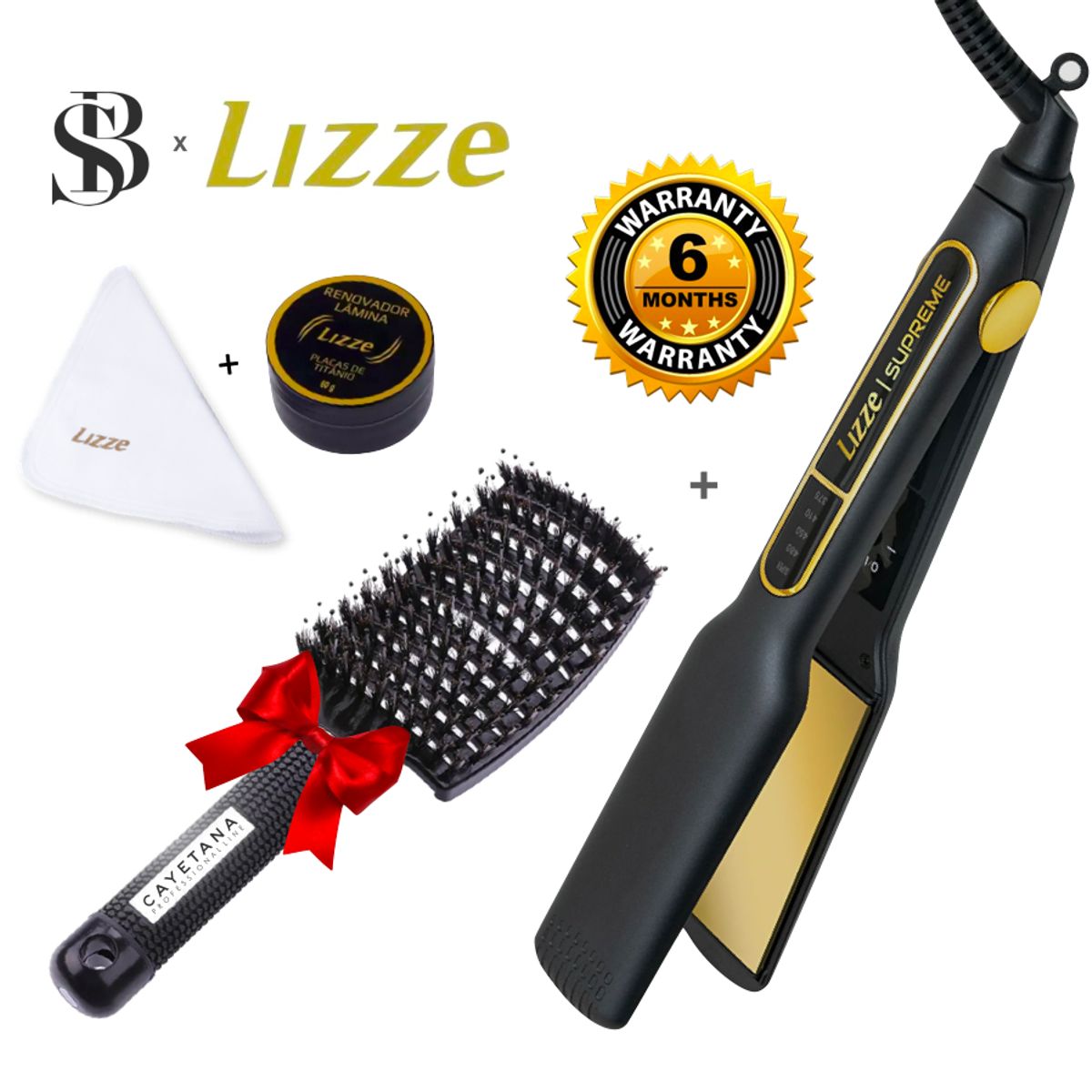 LIZZE - PLANCHA DE CABELLO LIZZE SUPREME 485F + CEPILLO JABALI CAYETANA