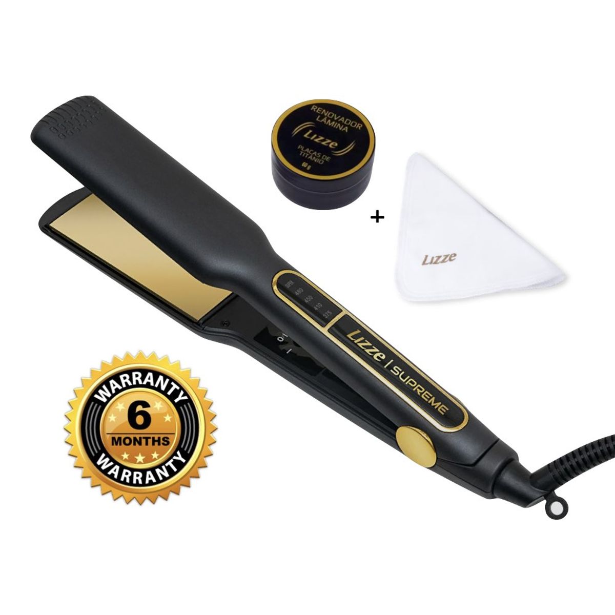 LIZZE - PLANCHA DE CABELLO LIZZE SUPREME 485F + CEPILLO MIXTO CAYETANA