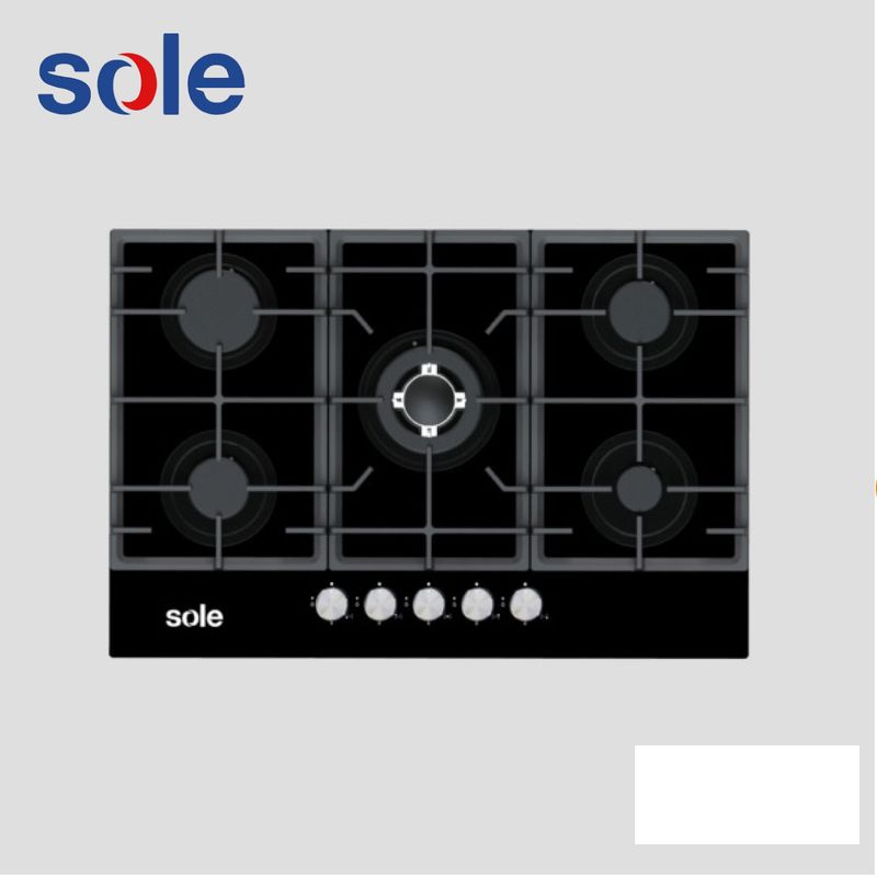 SOLE - ENCIMERA VIDRIO TEMPLADO A GAS 77CM 5H SOLE  SOLCO058V2