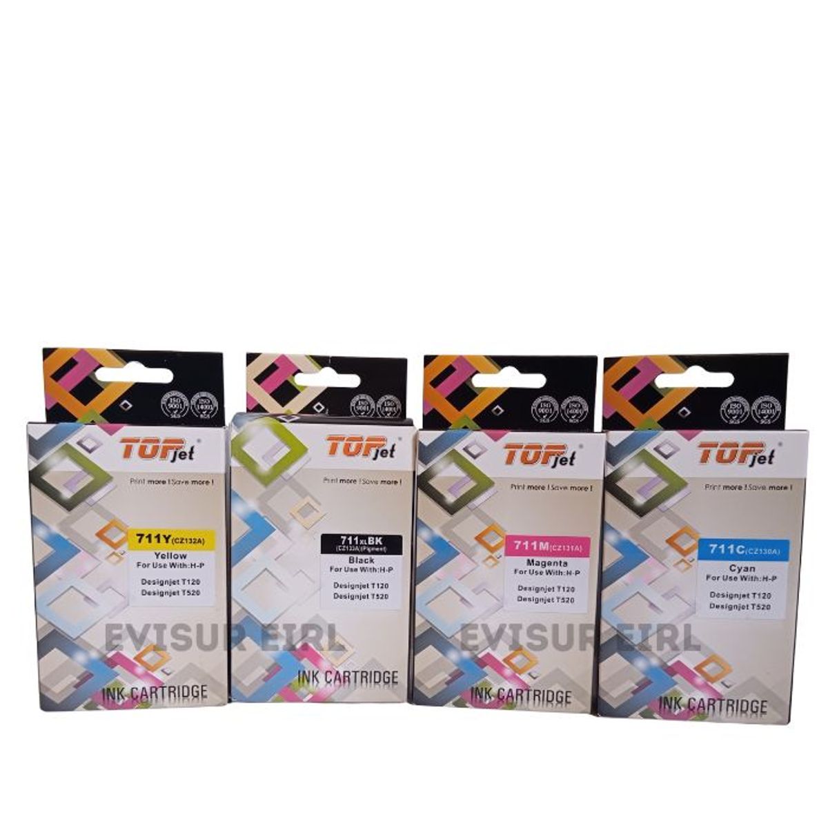 GENERICO - KIT CARTUCHO DE TINTA HP 711 COMPATIBLE NEGRO Y COLORES