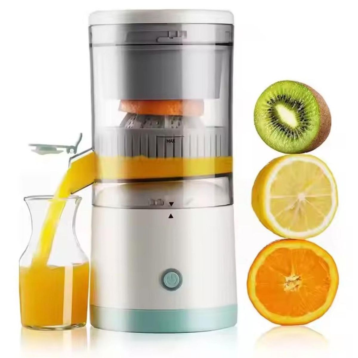 GENERICO - Exprimidor Eléctrico de Naranjas y Frutas Portátil Recargable Verde