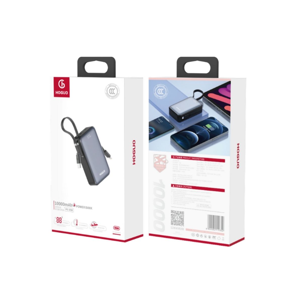 HOGUO - Mini Powerbank 10000mAH LED Carga Rápida 22,5 W USB-C y Lightning