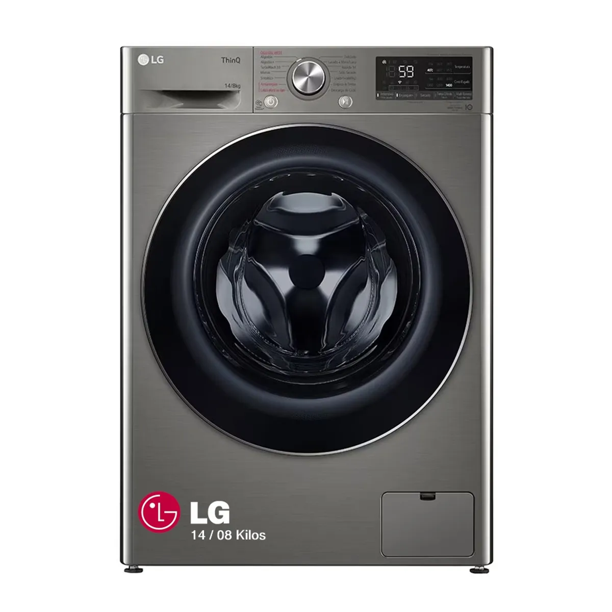 LG - Lavaseca LG 148 Kg Carga Frontal con AI DD Steam Wi-Fi WD14PVC4S6C Plateado