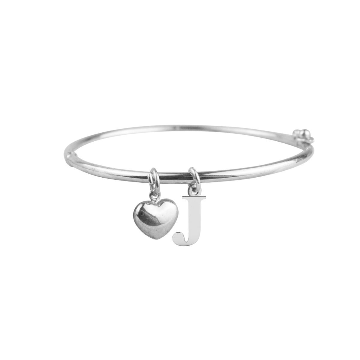 CLEO JOYAS & ACCESORIOS - Puñera Inicial J Corazón Plata