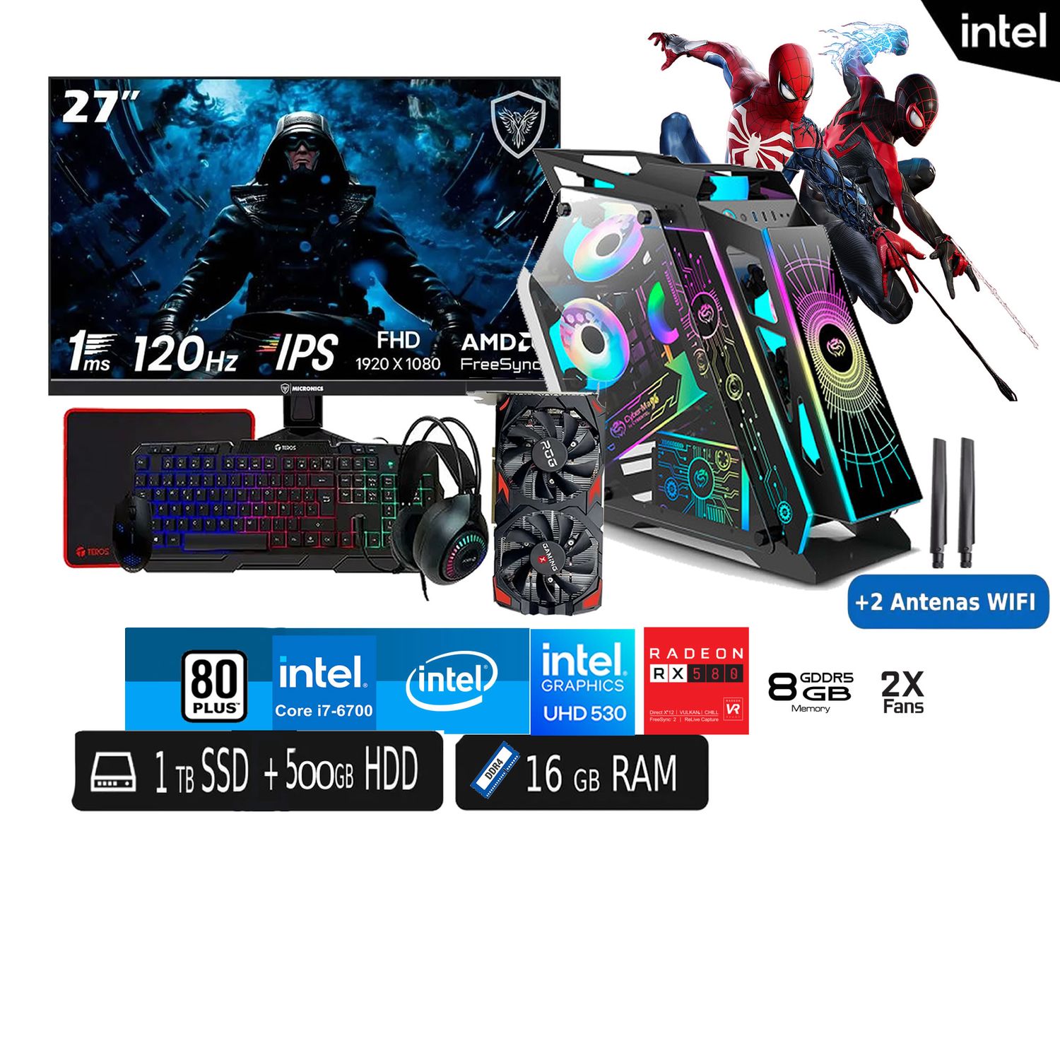 Computadora Pc Intel Core i7 6700  27 fhd' RAM 16 GB SSD 1 TB  Tvideo 08 wifi