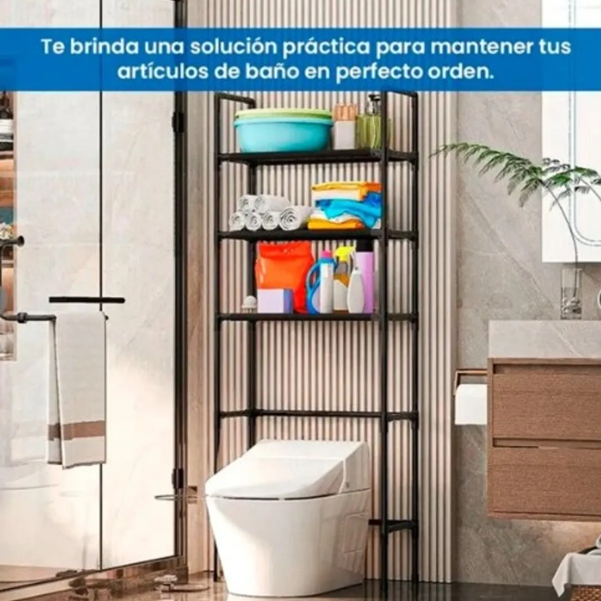 GENERICO - Estante baño 3 Niveles Rack Multiuso Soporte negro