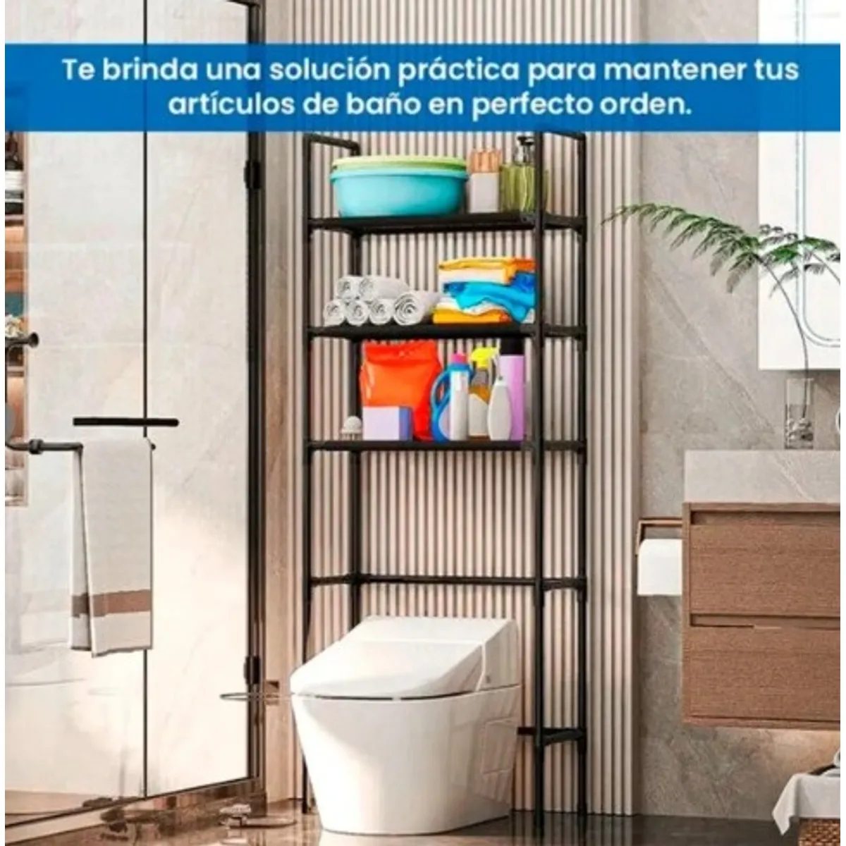 GENERICO - Estante baño 3 Niveles Rack Multiuso Soporte negro
