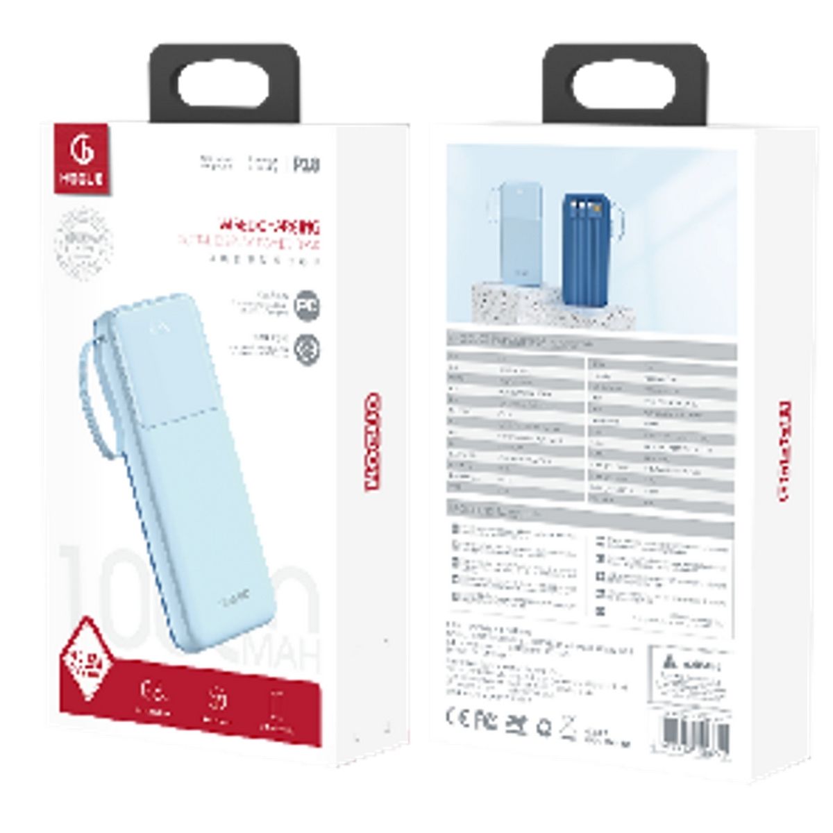 HOGUO - Hoguo - Powerbank 22.5 W Display LED Carga Rapida 20000mAh ccables - Azul
