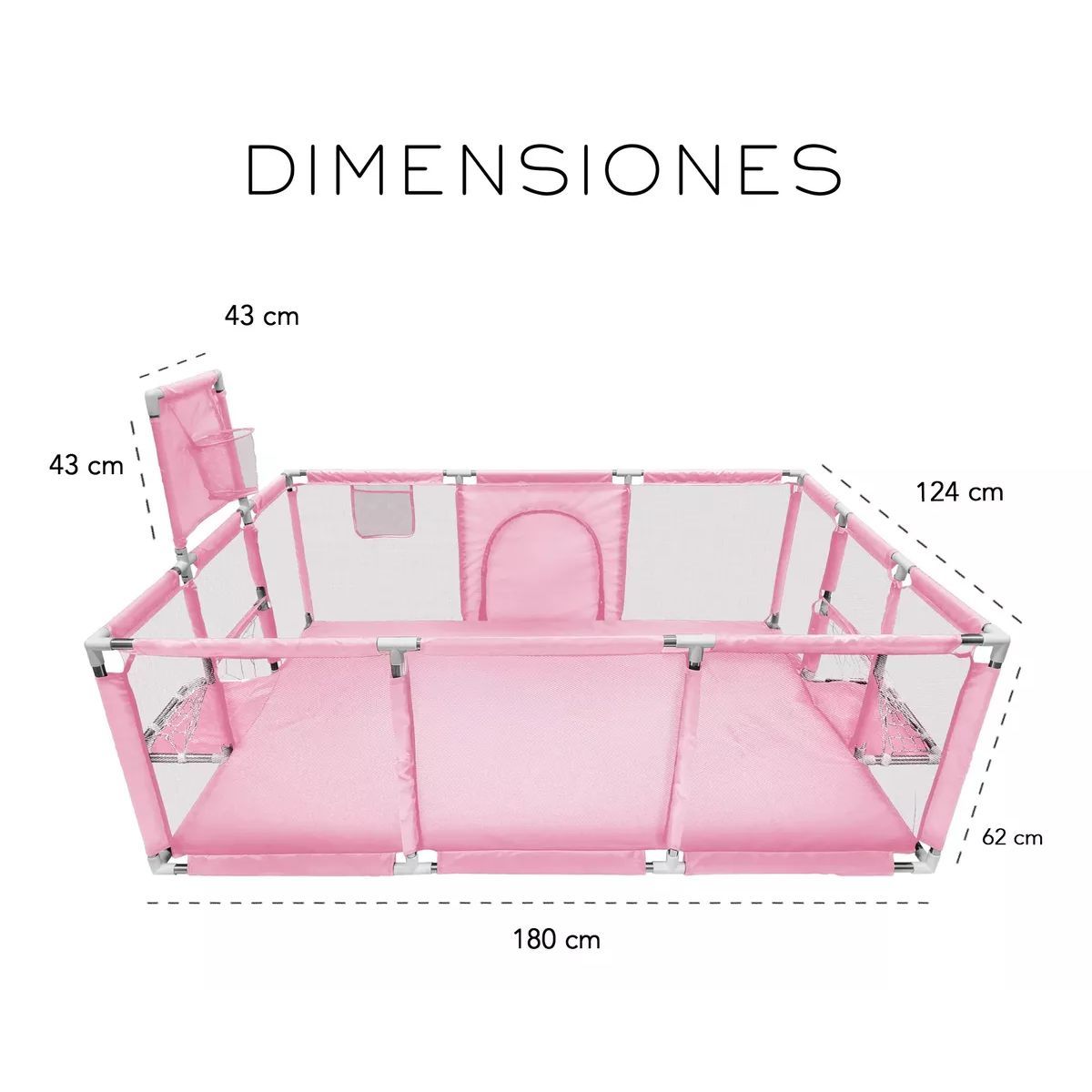 EVERBEST - Corral Para Bebé Corral Infantil Gimnasio De Juegos Rosa