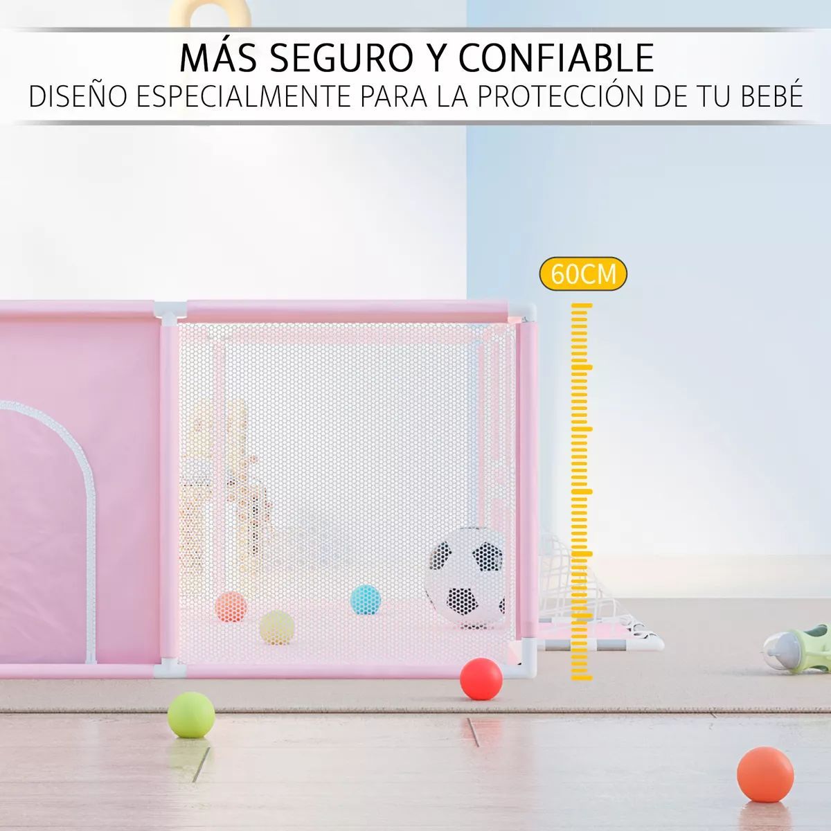 EVERBEST - Corral Para Bebé Corral Infantil Gimnasio De Juegos Rosa