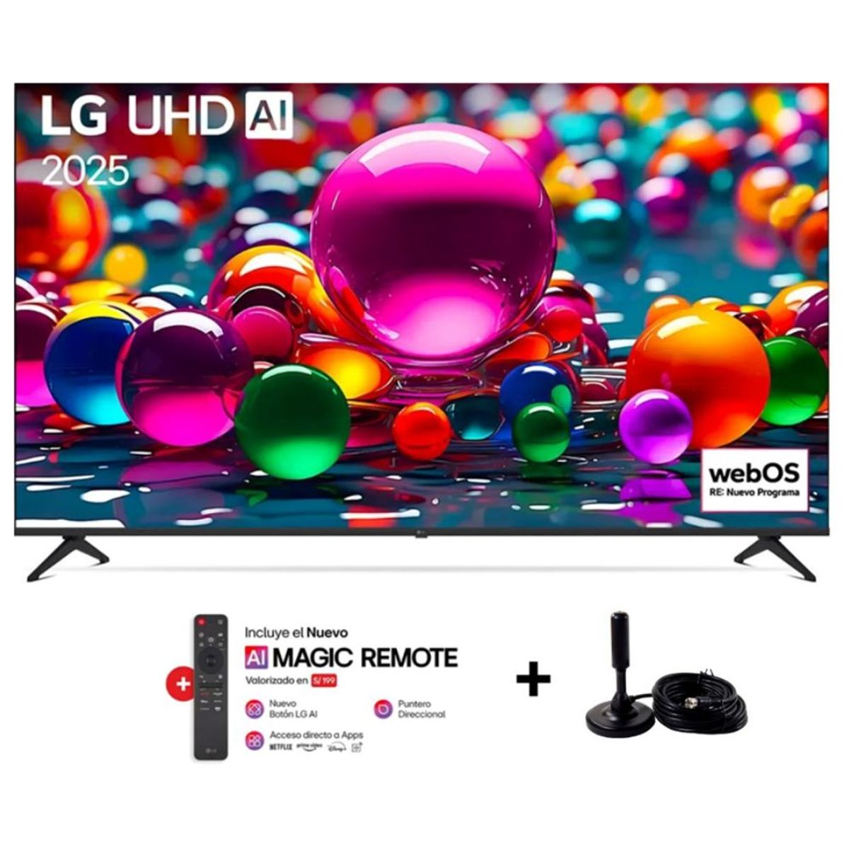LG - Televisor LG 75 4K ThinQ AI 75UA8050PSA 2025 + Control Magic + Antena