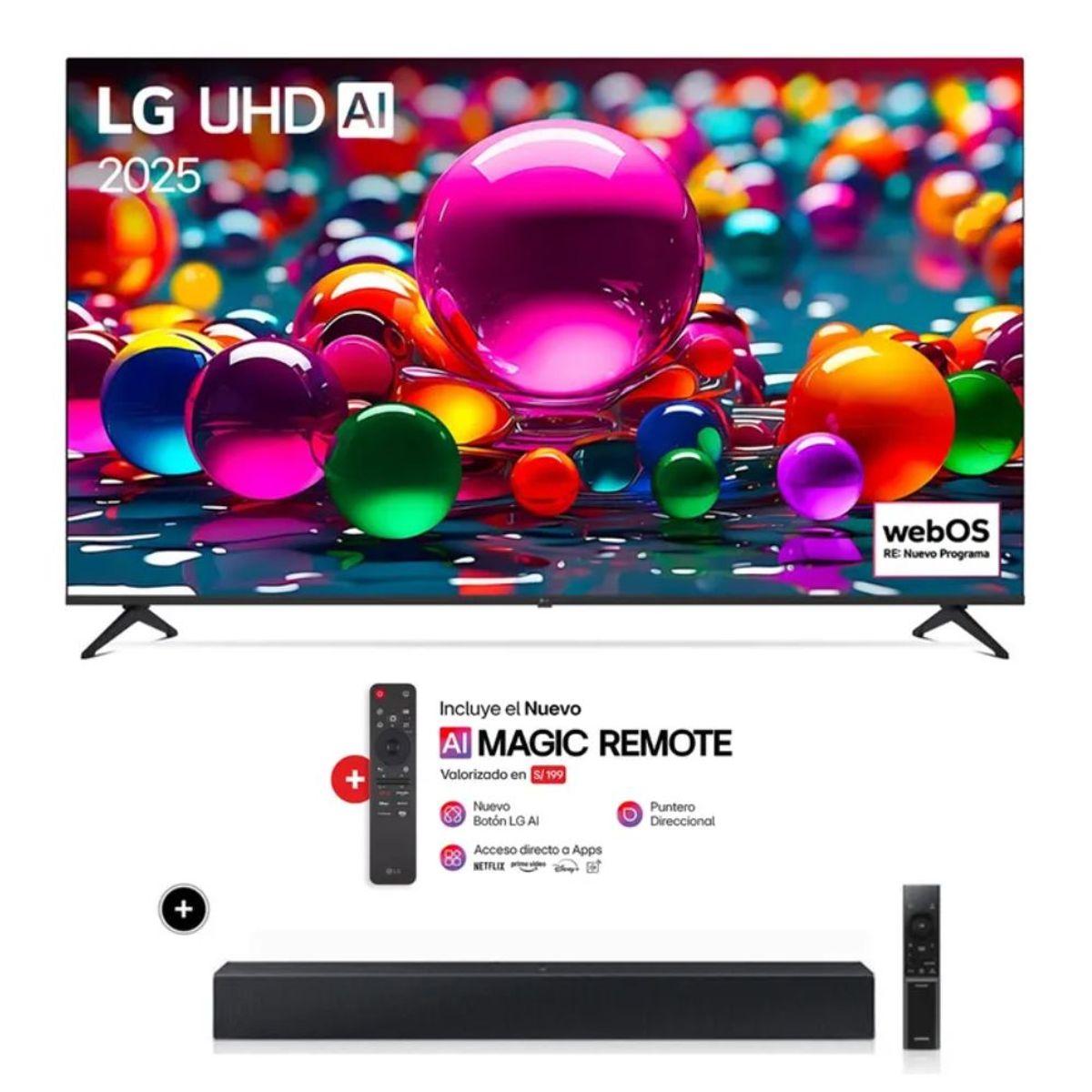 LG - Televisor LG 75 4K AI ThinQ AI 75UA8050PSA + Soundbar