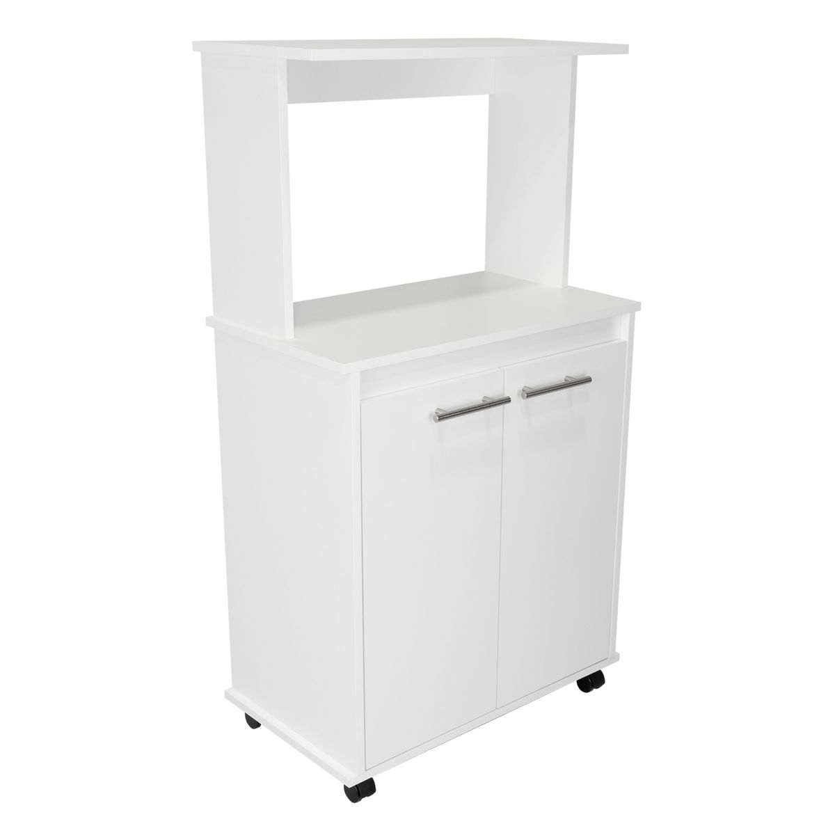 FMFURNITURE - Mueble Microondas Con Ruedas 2 Puertas Fm-004B - Blanco